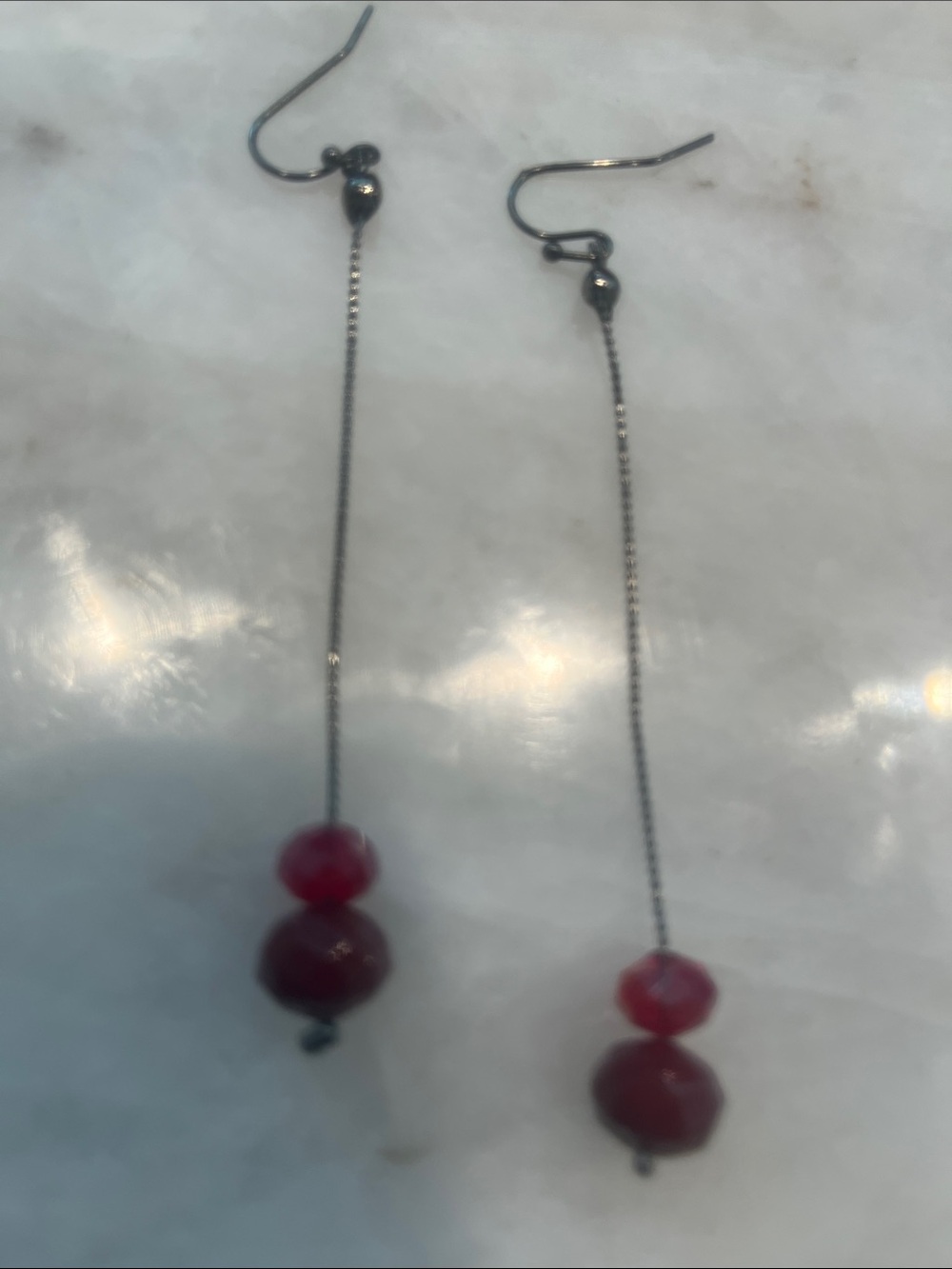 Delicate Red Bead Dangle Earrings - Women Jewelry